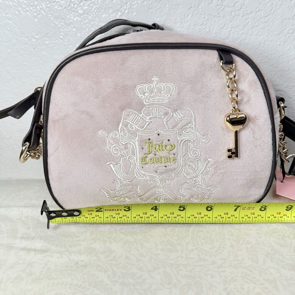 NWT Juicy Couture Juicy For All Crossbody Bag Pink Velour Y2K 2000s Style - Picture 9 of 13